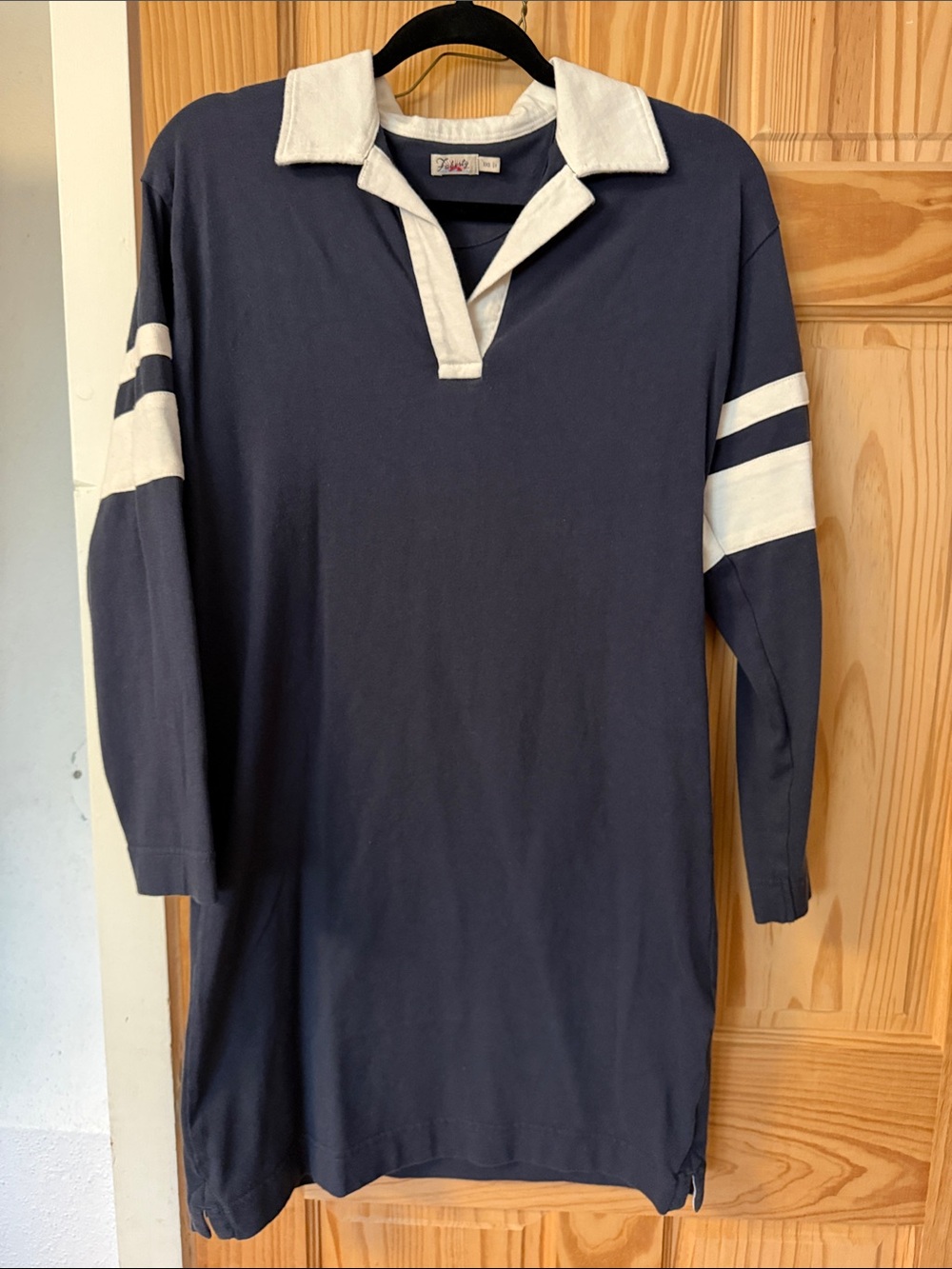 Faherty Navy Mini Dress with White Collar and Sleeve Stripes xxs fits a sz 6